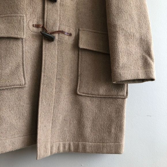Brooks Brothers Vintage Wool Plaid Interior Long Trench Winter Coat Jacket Tan - Picture 5 of 16